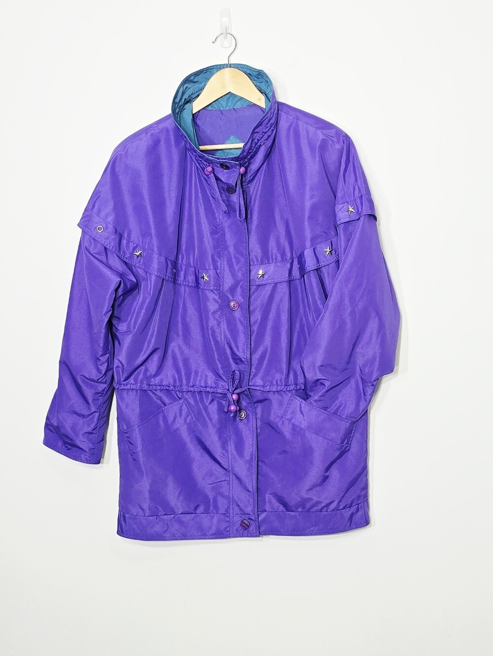 Axiom Vintage Purple Teal Retro Oversized Jacket 80's 90's Adjustable Waist